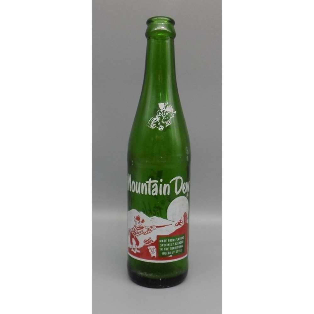 Mountain Dew Bottle 1965 10 oz Hillbilly Shooting Pig Nice Pyro Graphics